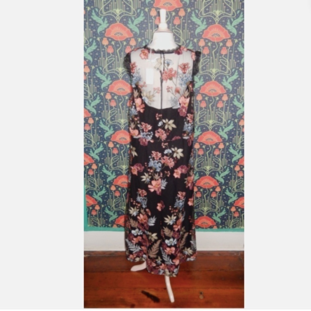 Sundance Black Tulle Boho Embroidered Floral Maxi Sleeveless Dress XXL Nwt - Picture 7 of 8